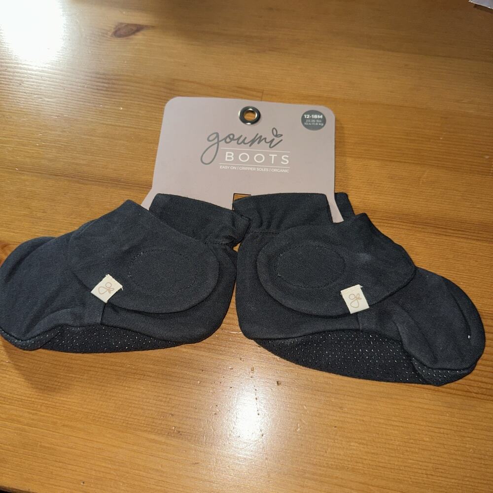 Goumi Kids Soft Stay-On Baby Boots Infant Booties, 12-18M, Black Warm Christmas